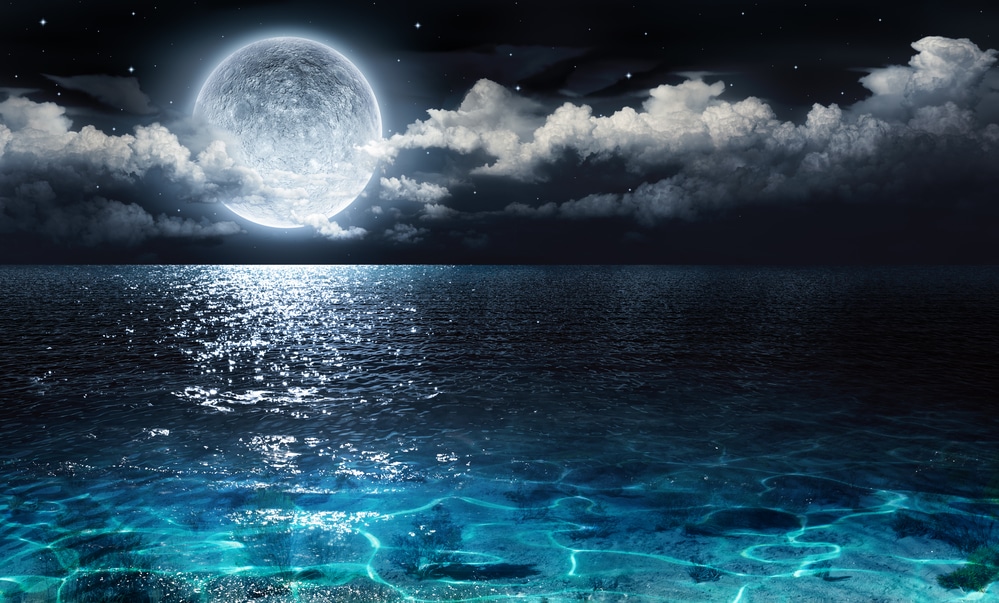 moon over ocean