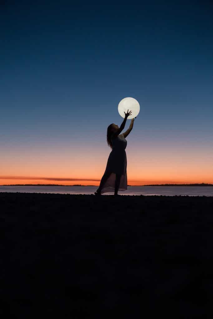 woman and moon