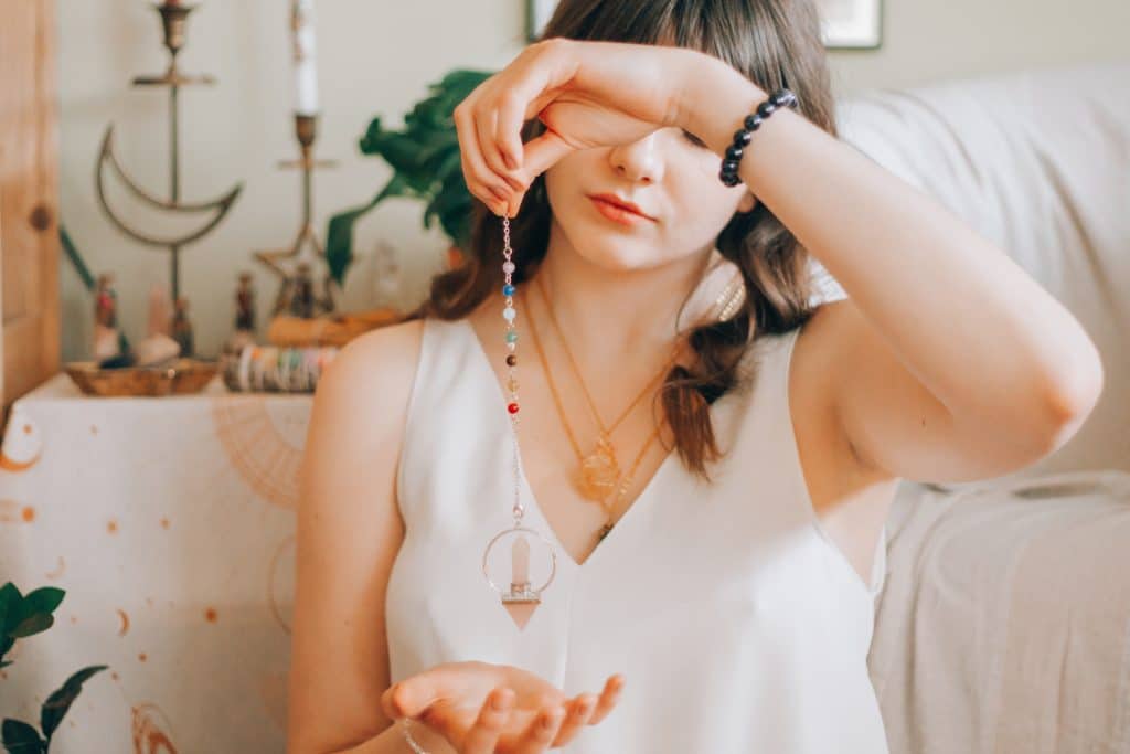 Woman with crystal