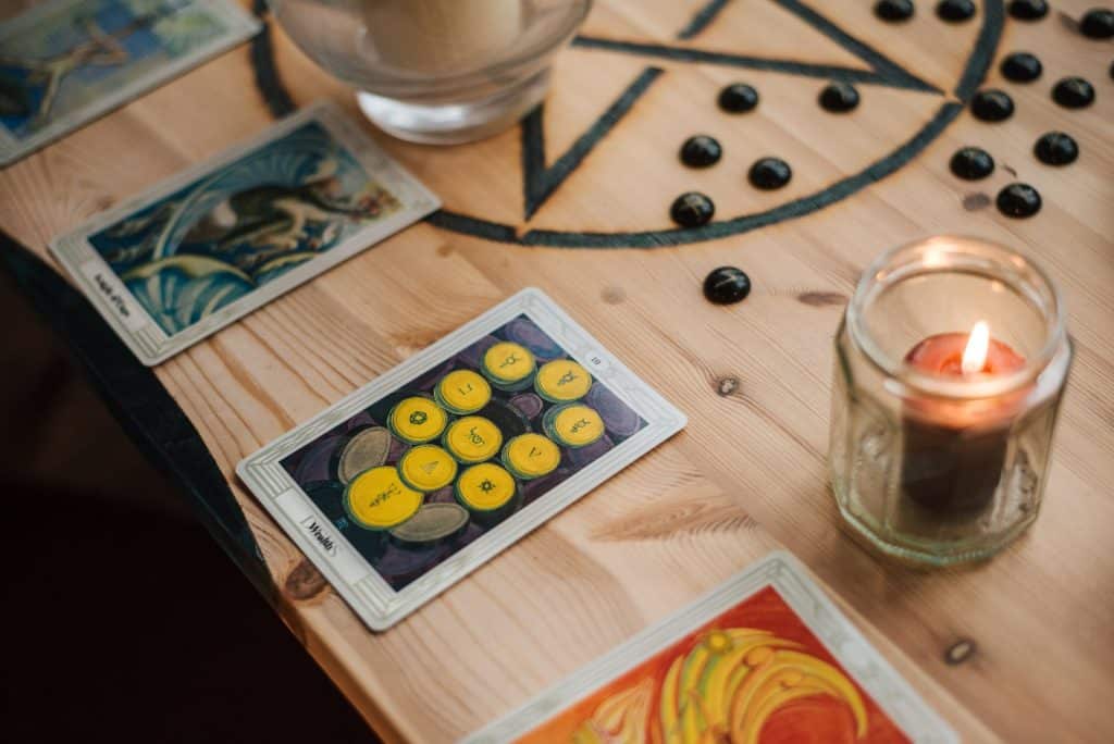 tarot cards on table 