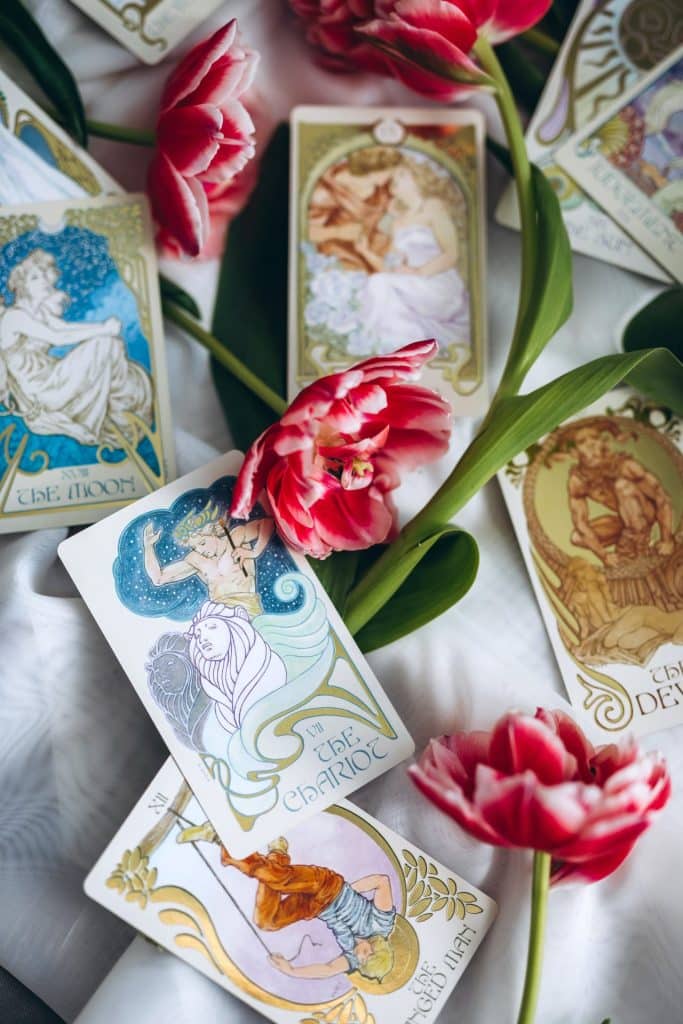 tarot cards with flowers