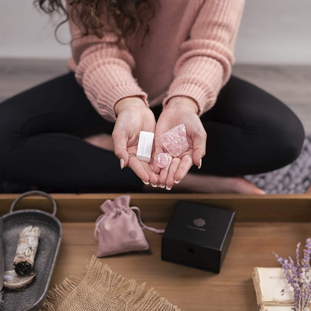 Selenite and Rose Quartz Kit To Give A Witch You Like